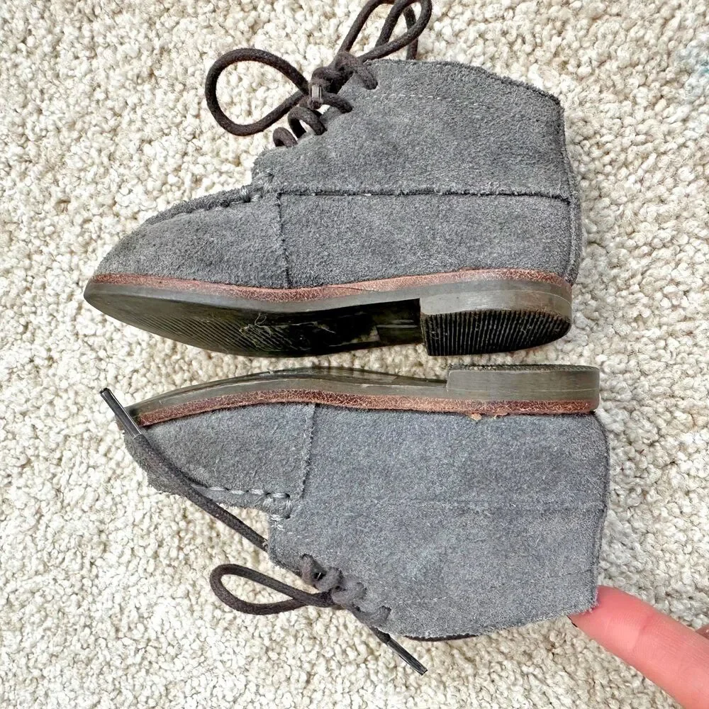 Janie & Jack Grey Leather Lace Up Boot Shoes Baby Size 4